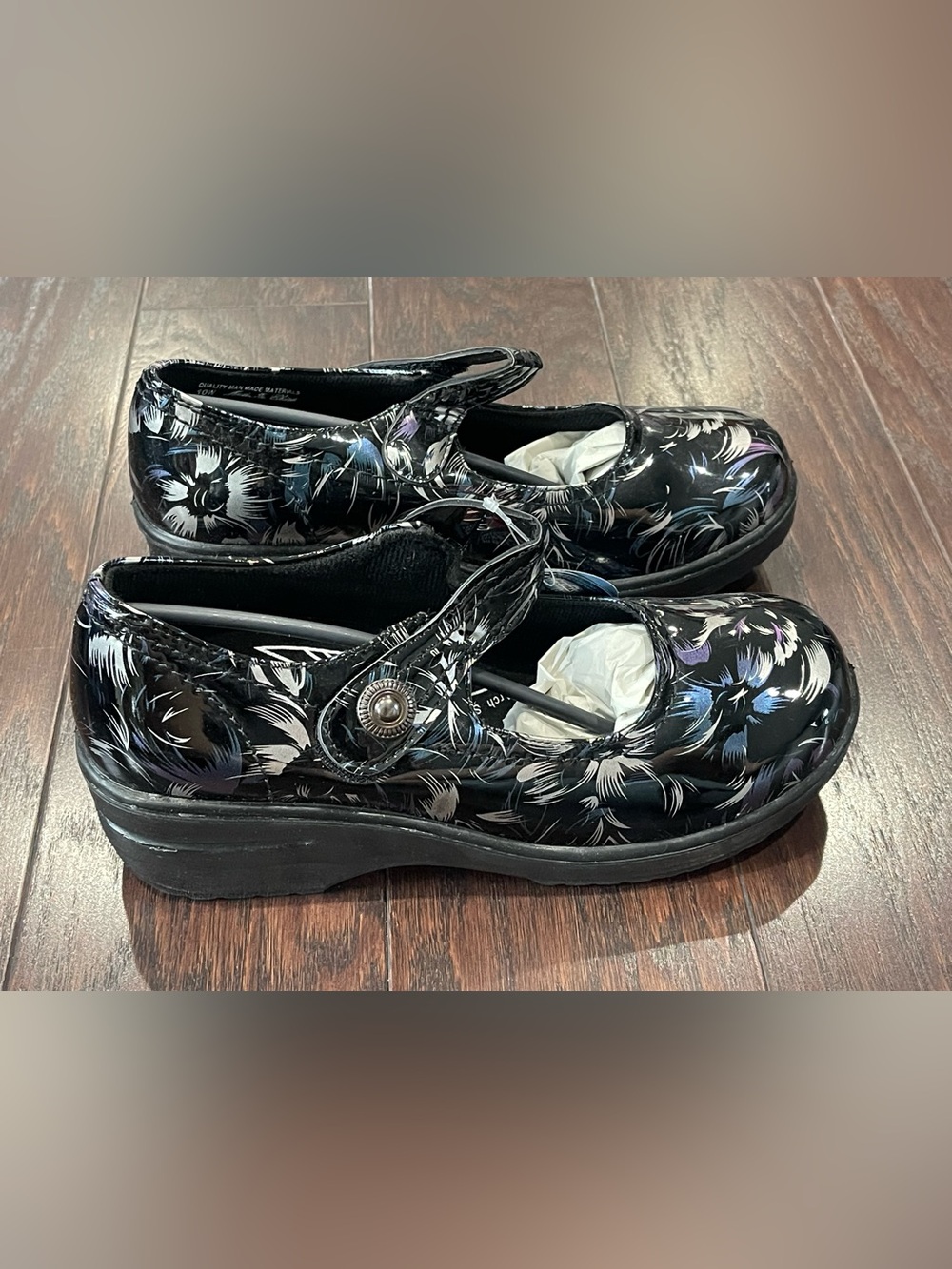 Easy Wear Easy Street Women Comfort Work Shoe Size 10W Black Metallic Mary Jane